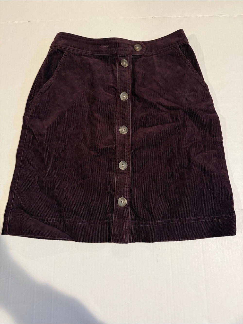Boden Purple Corduroy Button-Front Mini Skirt